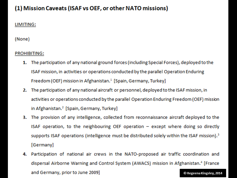 ISAF APPENDIX 6 – Pic, List Of 215 National Caveat Restraints Of 21 ...